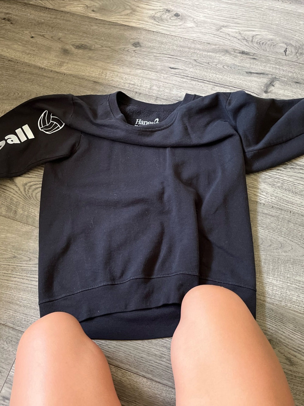 Hanes Black Crewneck Sweatshirt with White Logo